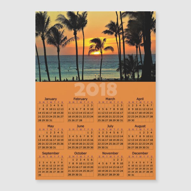 Kort för foto för kalender för solnedgångpalmträd (Framsida)