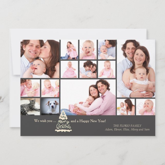 Kort för foto för svart tavlaCollagejul (Framsida)