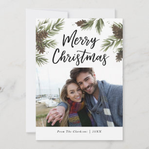 Kort för foto för vattenfärggräsjul