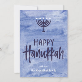 Kort för foto för vattenfärgmenoraHanukkah