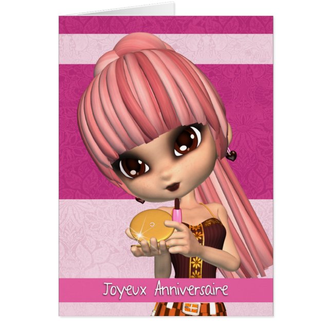 Kort för franskt språk Joyeux Anniversaire (Framsidan)