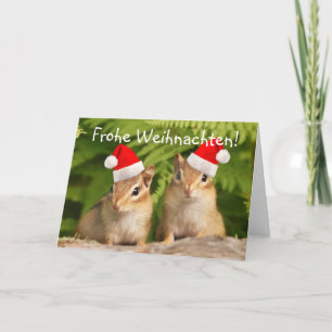 Kort för Frohe Weihnachten Santa babyjordekorrar