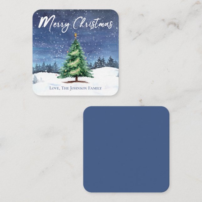 Kort för gåva av julgran God jul (Fram/baksida)