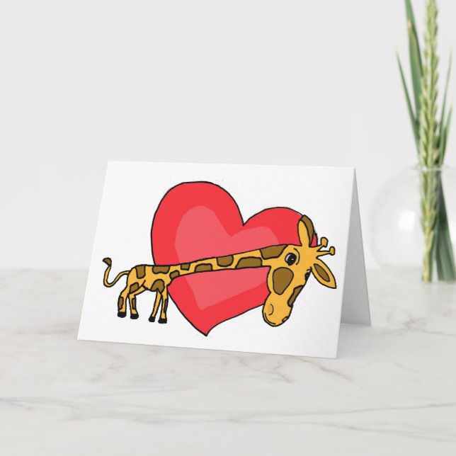 Kort för giraff AC och hjärtakärlek (Framsida)