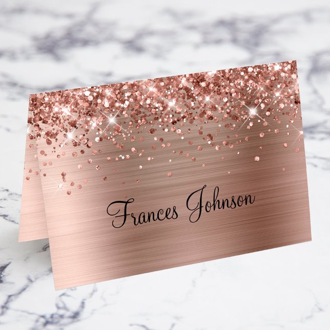 Kort för glittery Ro Guld Namn (Fold Your Own Place Cards)