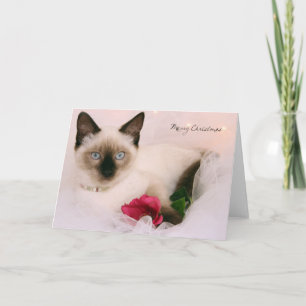 Kort för god jul för Greyfoot katträdding Siamese