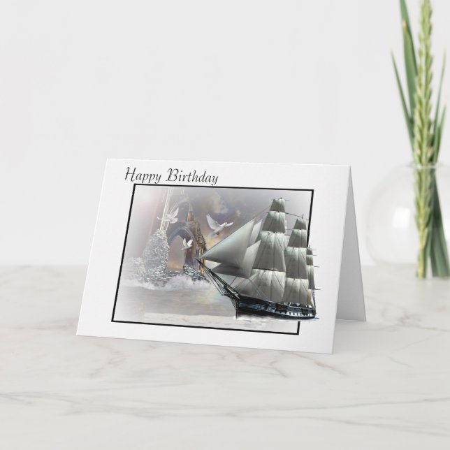 Kort för grå färgtillflyktsortfödelsedag (Framsida)