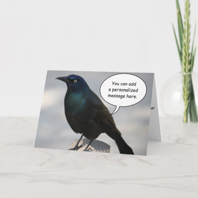 Kort för Grackle fågelhälsning (Framsida)