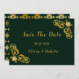 Kort för grönt och Royal Bröllop spara datum
