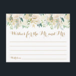 Kort för guld och vit blomma i Bröllop Önskemål<br><div class="desc">Våra faux-guld-kort och vita blomsterkort för bröllop önskemål är en underbar verksamhet att ha ett bröllopsmottagning eller en möhippa. Se till att kontrollera vårt stora urval av samordnande element genom att bläddra i samlingen Guld och Vita Blommigten Bröllop!</div>