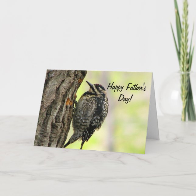 Kort för hackspettfars daghälsning (Framsida)