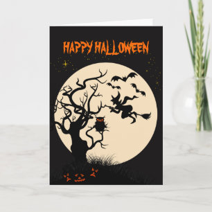 Kort för Halloween häxa- och ugglahälsning