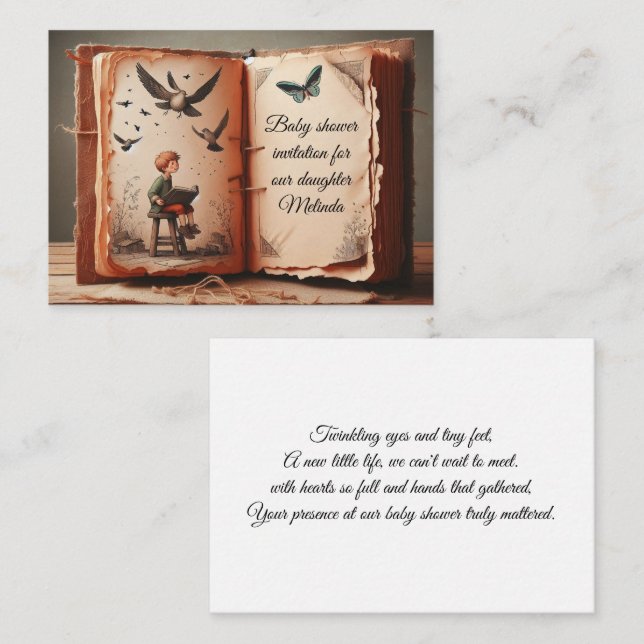 Kort för hälsning av babyskor (Fram/baksida)