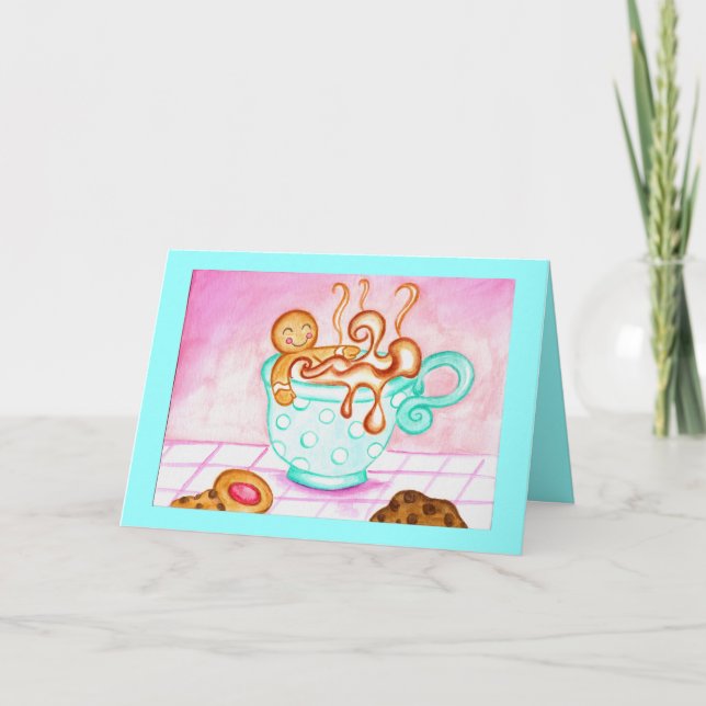 Kort för hälsning av Gingerbröd Boy-kaffe (Framsida)