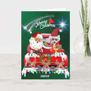 Kort för hälsning av Grönten Santa & Pudel God jul