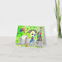 Kort för hälsning av Hund, katt och mus vid jul