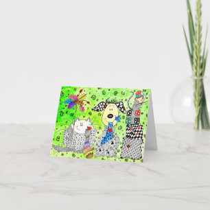 Kort för hälsning av Hund, katt och mus vid jul