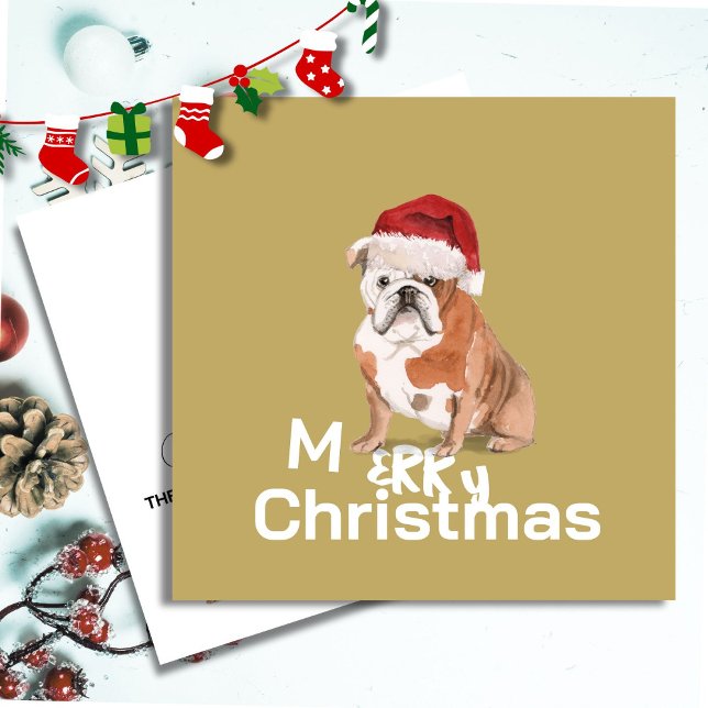 Kort för hälsning av jultomt Bull Dog Merry (Skapare uppladdad)