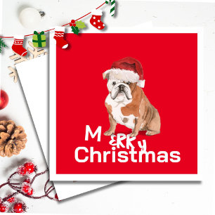 Kort för hälsning av jultomt Bull Dog Merry