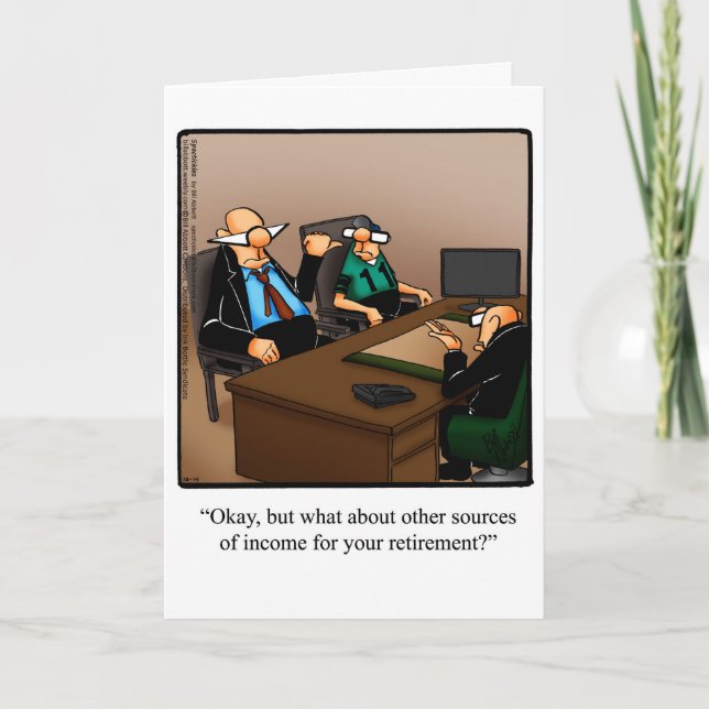 Kort för hälsning av pension Humor "Spectickles" (Framsida)