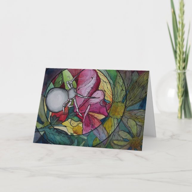 Kort för hälsning: "Flower Spider" (Framsida)