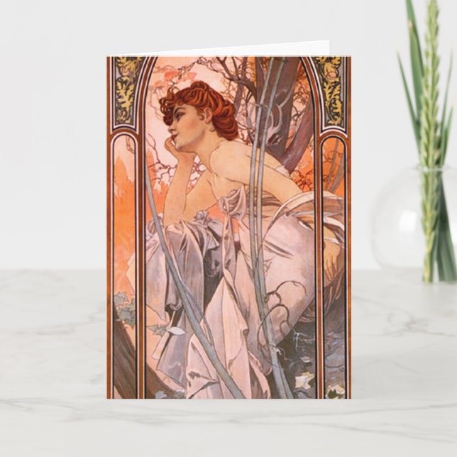 Kort för hälsning för Alphonse Mucha aftonReverie (Framsida)