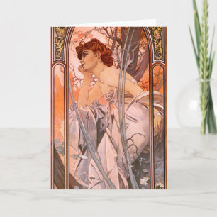 Kort för hälsning för Alphonse Mucha aftonReverie