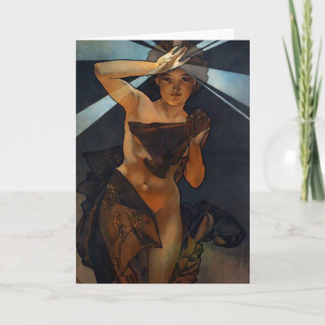 Kort för hälsning för Alphonse Mucha morgonstjärna (Framsida)