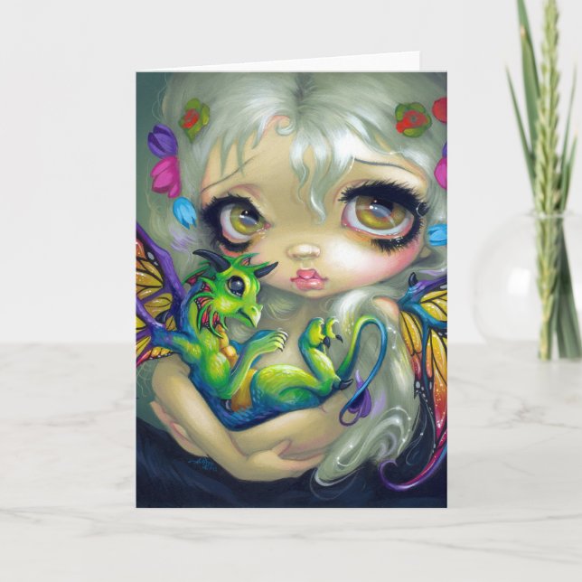 Kort för hälsning "för bedårande Dragonling dropp" (Framsida)