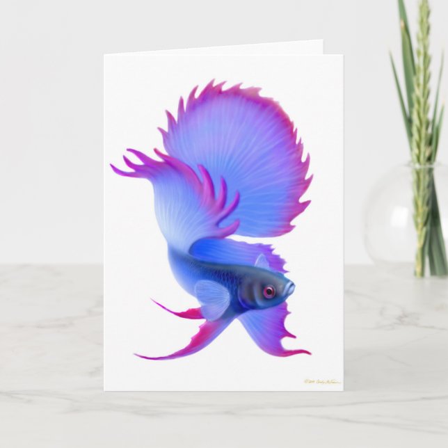 Kort för hälsning för blåttBetta fisk (Framsida)