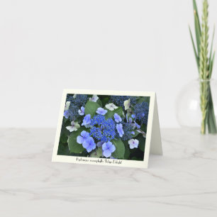 Kort för hälsning för blåttvanlig hortensia