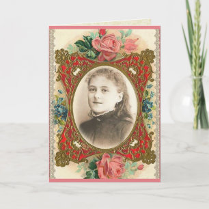 Kort för hälsning för blommigtSt. Therese