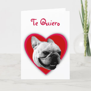 Kort för hälsning för bulldogg för Te quiero