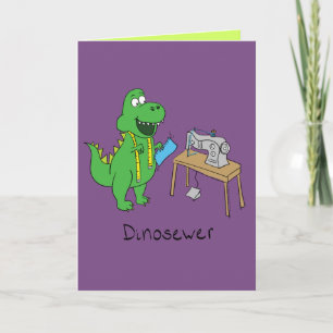 Kort för hälsning för DinoSewer sömnadDinosaur