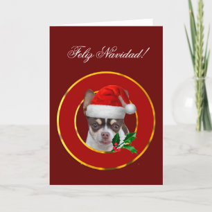 Kort för hälsning för Feliz Navidad chihuahuavalp