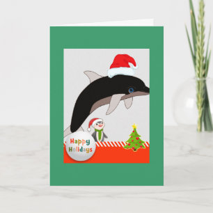 Kort för hälsning för jul för flygSanta delfin