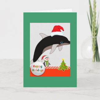 Kort för hälsning för jul för flygSanta delfin