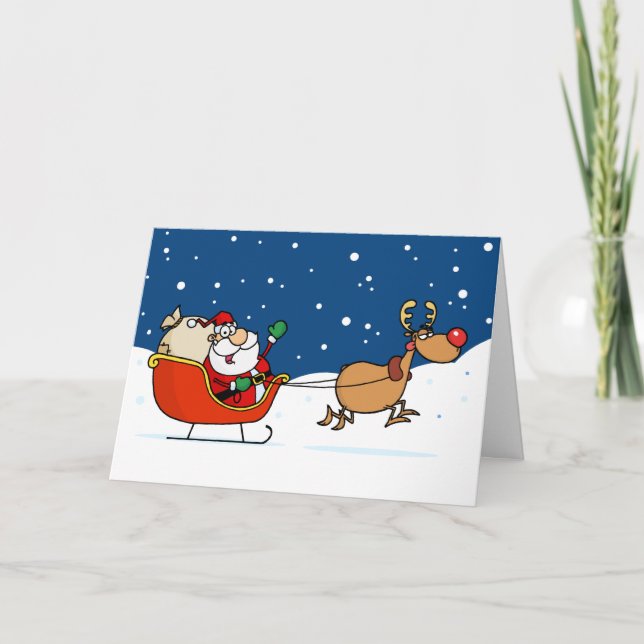 Kort för hälsning för jul för Santa rensleigh (Framsida)