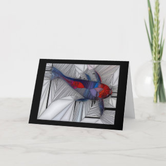 Kort för hälsning för Koi Carp (målat glassstil)