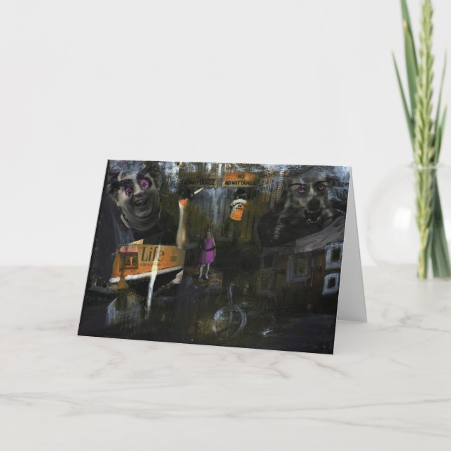 Kort för hälsning för konst för tokigt massmedia (Framsida)