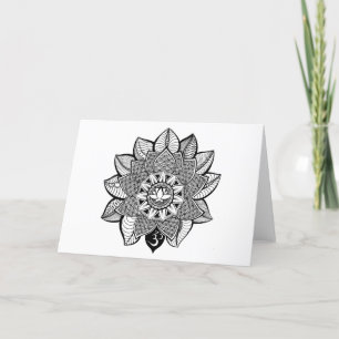 Kort för hälsning för lotusblommablommaMandala