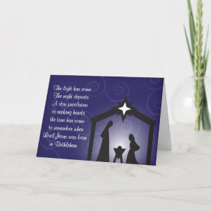 Kort för hälsning för Nativity för blåttaftonjul