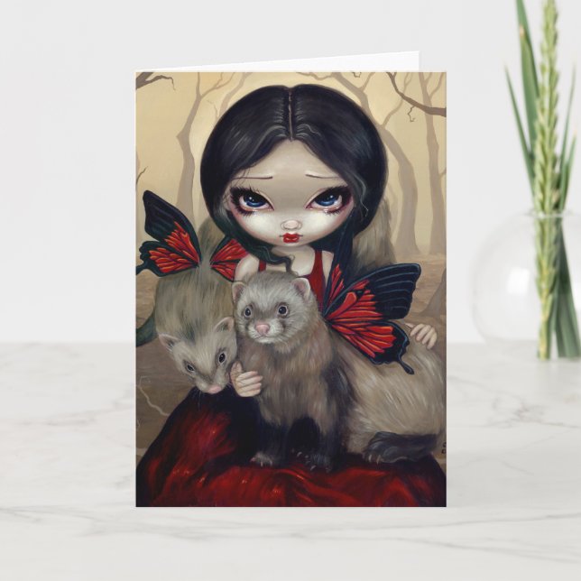 Kort för hälsning "för röda fjärilsvesslor" (Framsida)