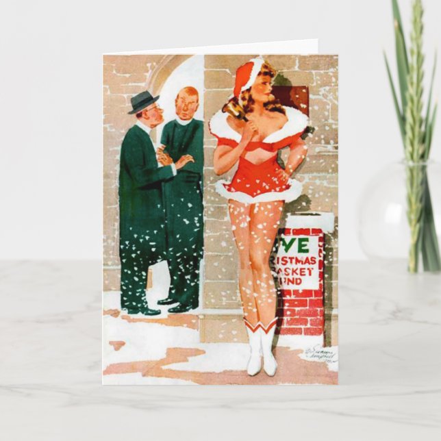 Kort för hälsning för Santa utvikningsflickajul (Framsida)