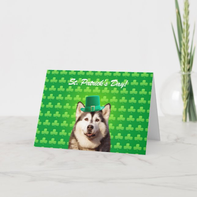 Kort för hälsning för siberian huskyst patricks (Framsida)
