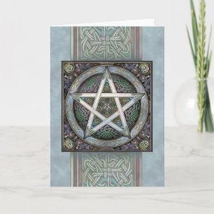 Kort för hälsning för silverKnotwork Pentacle