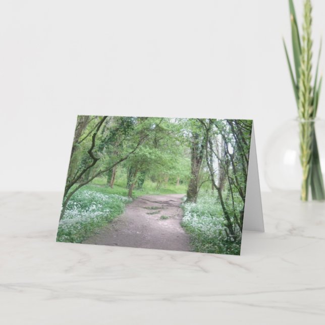 Kort för hälsning för skogsmarkvägfoto (Framsida)