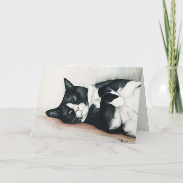 Kort för hälsning "för smokingkatt" konst (Framsida)