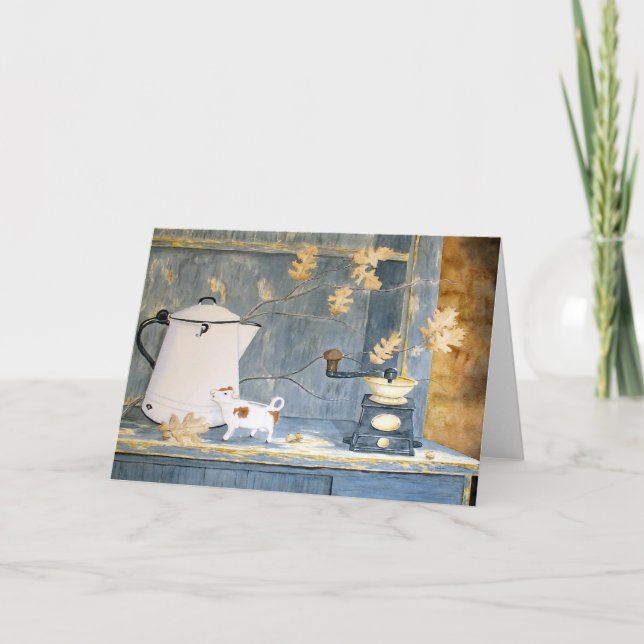 Kort för hälsning för stilleben för kaffeavbrott (Framsida)