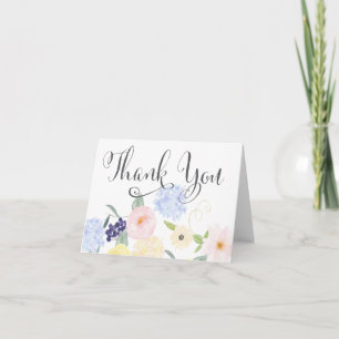 Kort för hälsning för tack för vårvattenfärg blom-